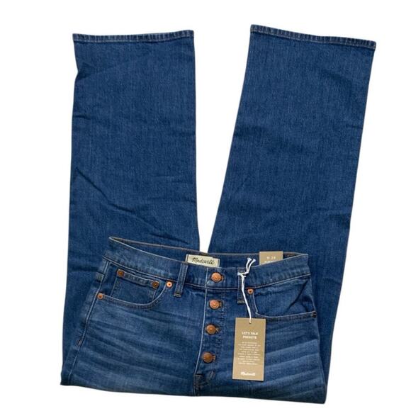 Madewell Jeans Womens 28 Slim Wide Leg Crop Button Fly Mid Wash Streetwear Denim - Picture 5 of 16